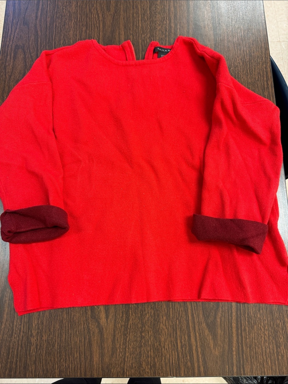Tahari Vibrant Red Knit Crewneck Sweater